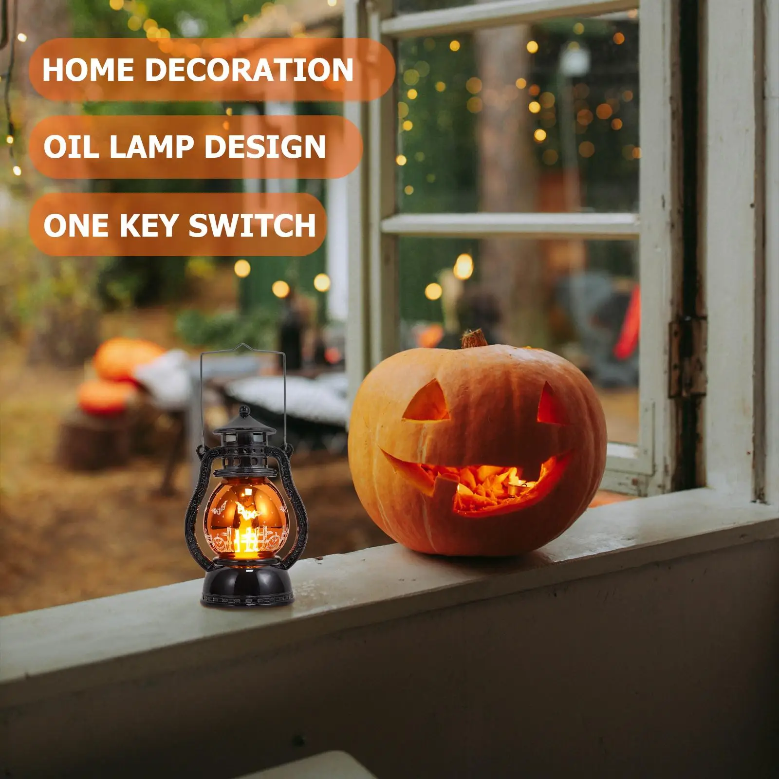 Halloween Decoration Simulation Oil Lamp Retro Lantern LED Electronic C le ange Light Party Accessory Home nament