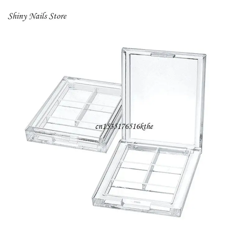 4 Grids Rectangular Eyeshadow Pigment Empty Container Palettes Clear Plastic Por Dropship