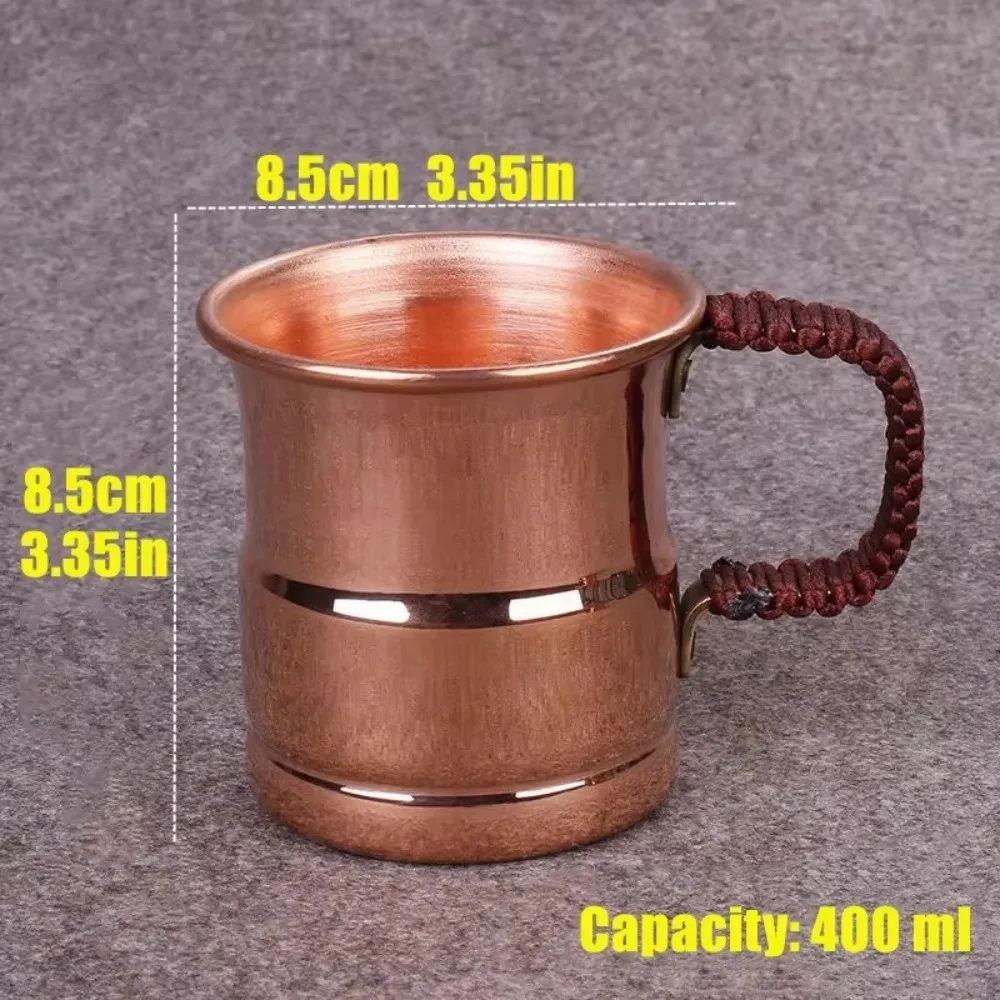 Weave Handle Moscow Water Mule Thickened Design 400ml Capacity Pure Copper Mug Tableware Grade Handcrafted Copper Milk Mug