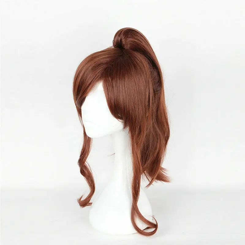 Sailor Jupiter Cosplay Wig Long Brown Straight Ponytail Bangs Synthetic Hair