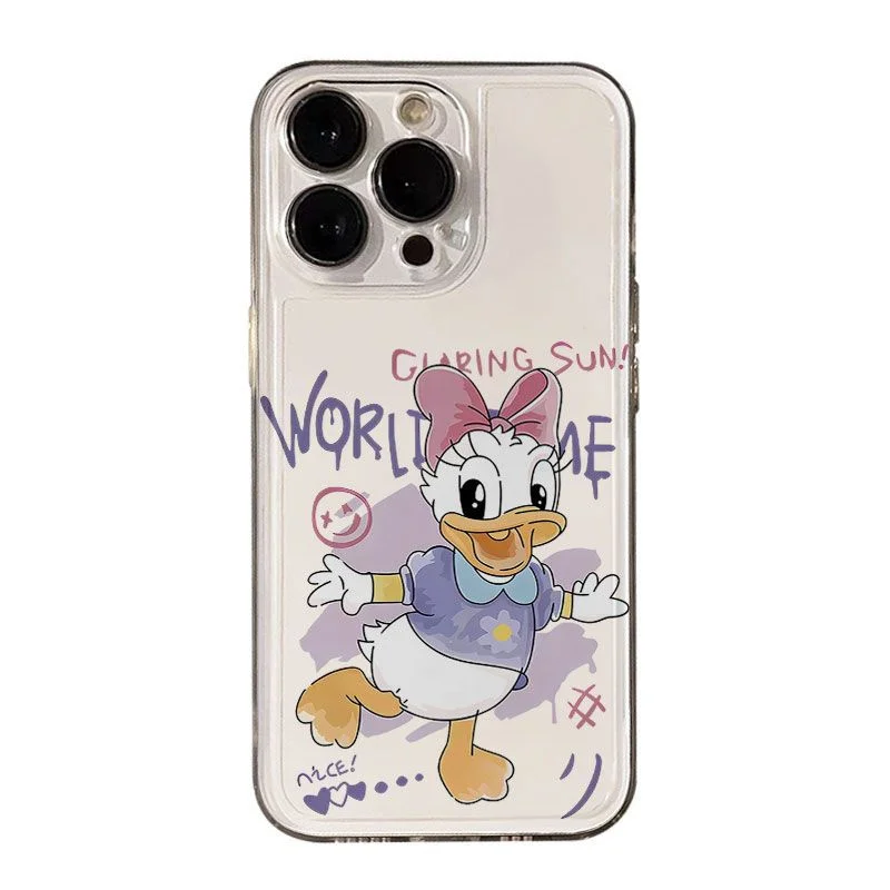 Cute Dance Donald Duck Daisy Couple Set Case For iphon 11 12 13 14 15 16 17 Pro Max Plus Air English font Earthquake-proof Cover view 2