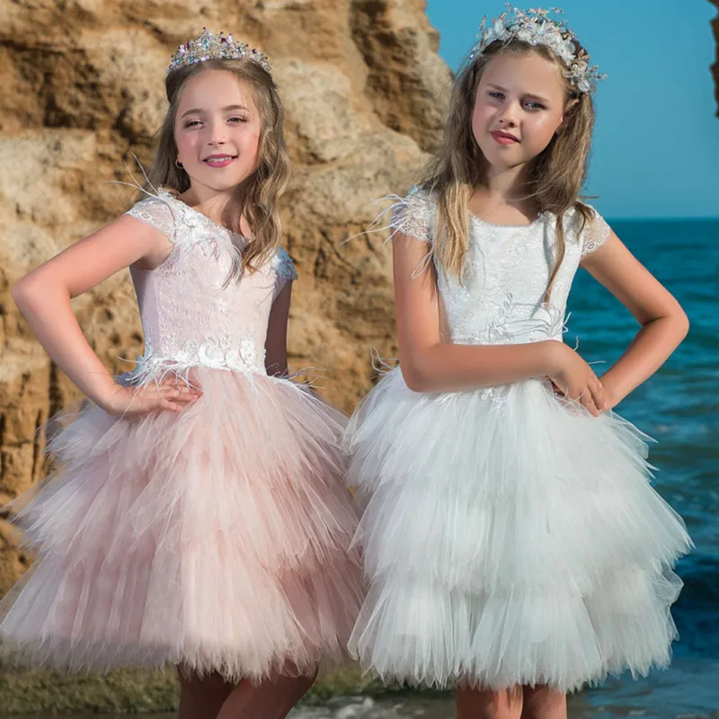 Two piece girls' dress Princess Dress Lace Flower Girl Dress fluffy children's dress gauze dress