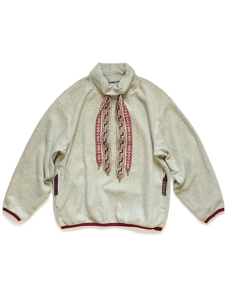 KAPITAL 22aw Sash High Neck Fleece Sweatshirt Casual Loose Fit Long Sleeve Hoodie for Men And Women Youth Trend