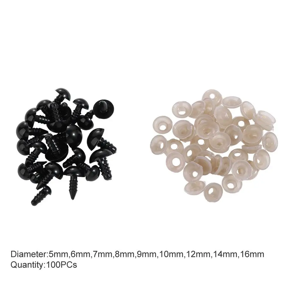 Vollschwarz 100 Stück Sicherheitsaugen Zubehör DIY lustige Augen 10 mm Augapfelzubehör Augen