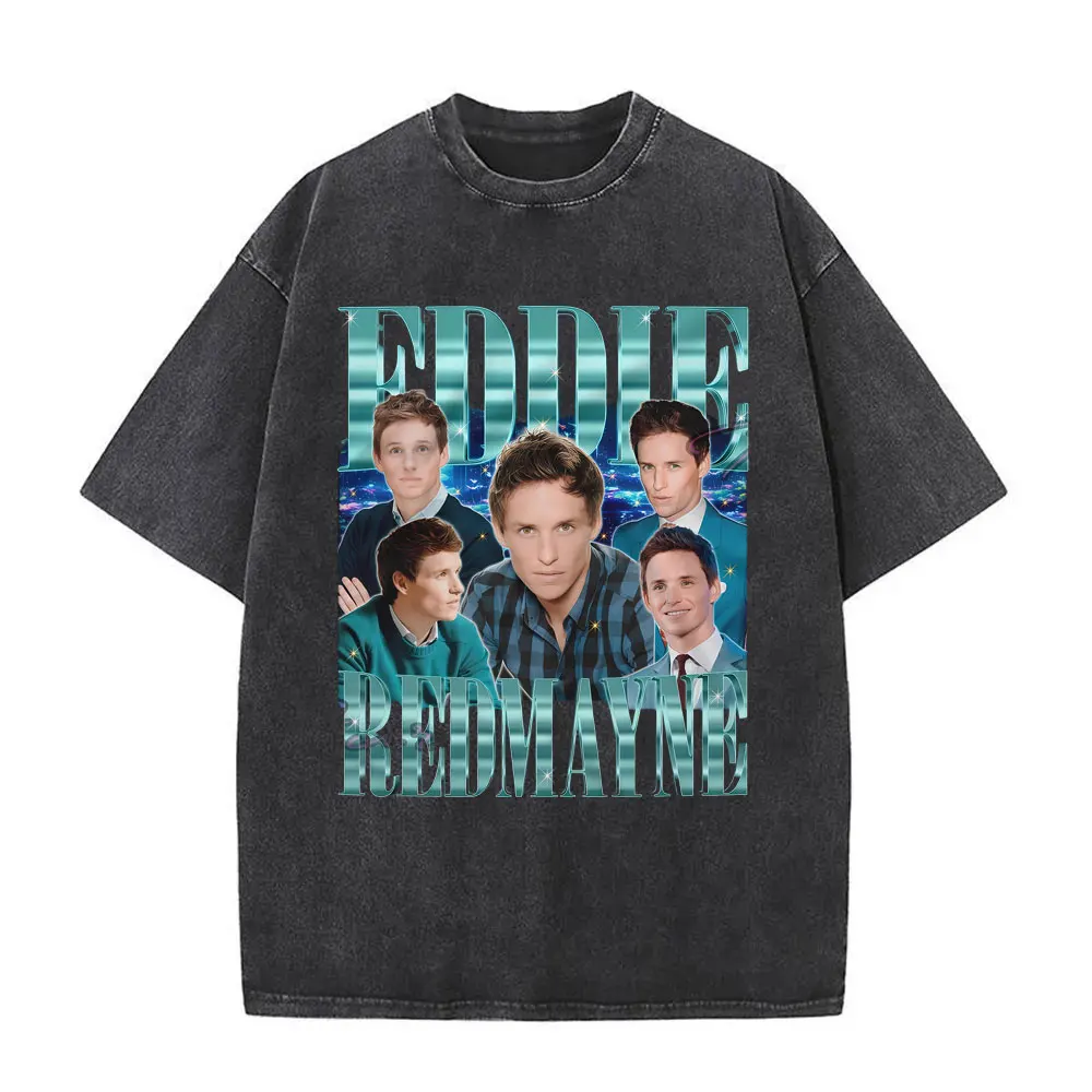 

Washed Vintage Eddie Redmayne Graphic T Shirt TV Play The Day of The Jackal T-shirt Men Women Summer Retro Oversized T-shirts