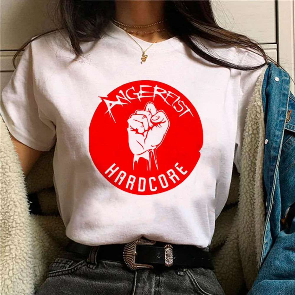 Angerfist t-shirts women graphic Y2K funny t shirt female Japanese 2000s designer clothing