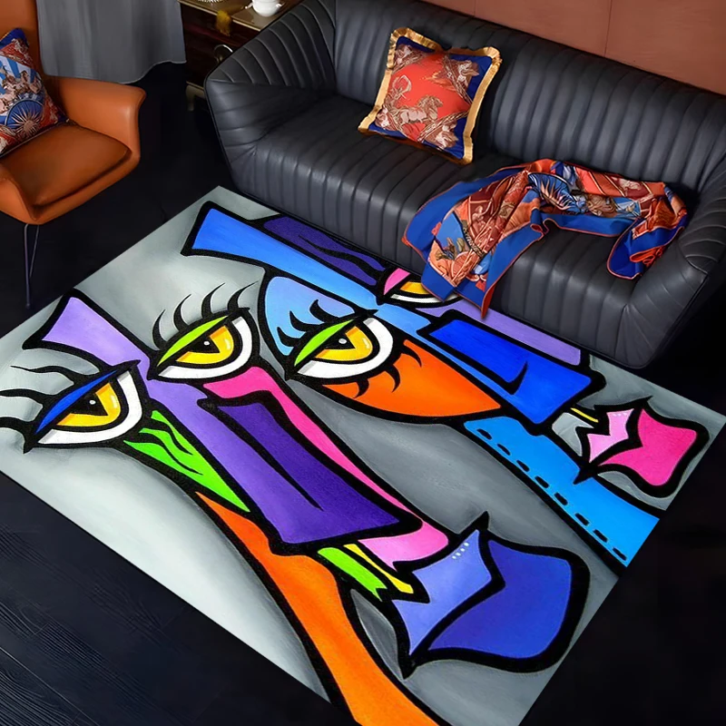 15 Sizes Picasso Style Painting Printed Carpet Fashion Mat Non -slip Carpet Rug Outdoor Carpet Door Mat Play Mat Birthday Gift