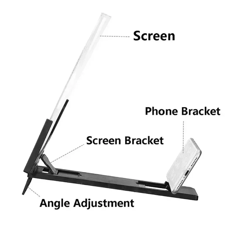 Amplificateur d\'écran de téléphone portable, loupe 3D, support d\'écran agrandi, amplificateur vidéo HD, 12/14 pouces