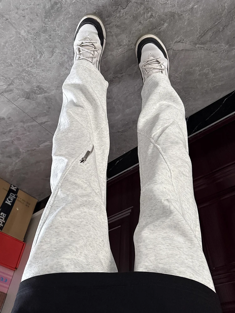 

Men's Spor Casual Pants Autumn Zipper Design Folded Knife Waist Trousers American Sle CleanFit Wear-resistant Straight Leg