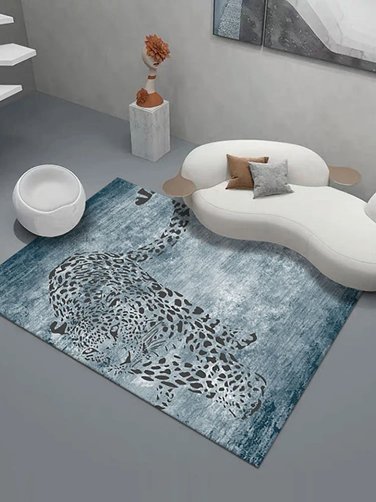 Living Room Carpet Nordic Modern Art Creative Rug Solid Color Leopard Luxury Decorative Rug Large Size Easy Care Bedroom Carpets