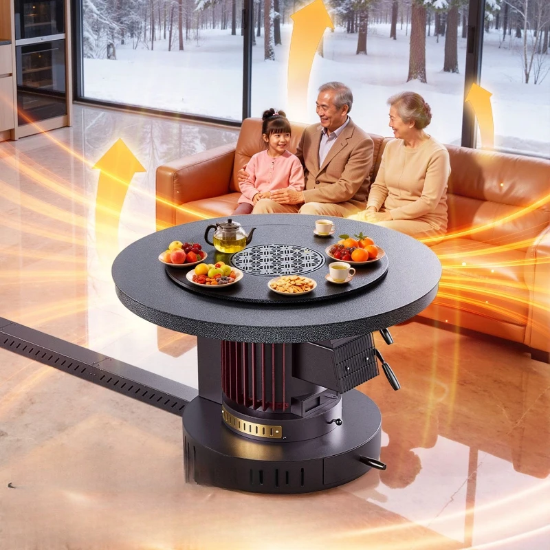 2025 high-end round 90kg wood-coal dual-purpose gasifier upper and lower smoke exhaust rural indoor smokeless fire table