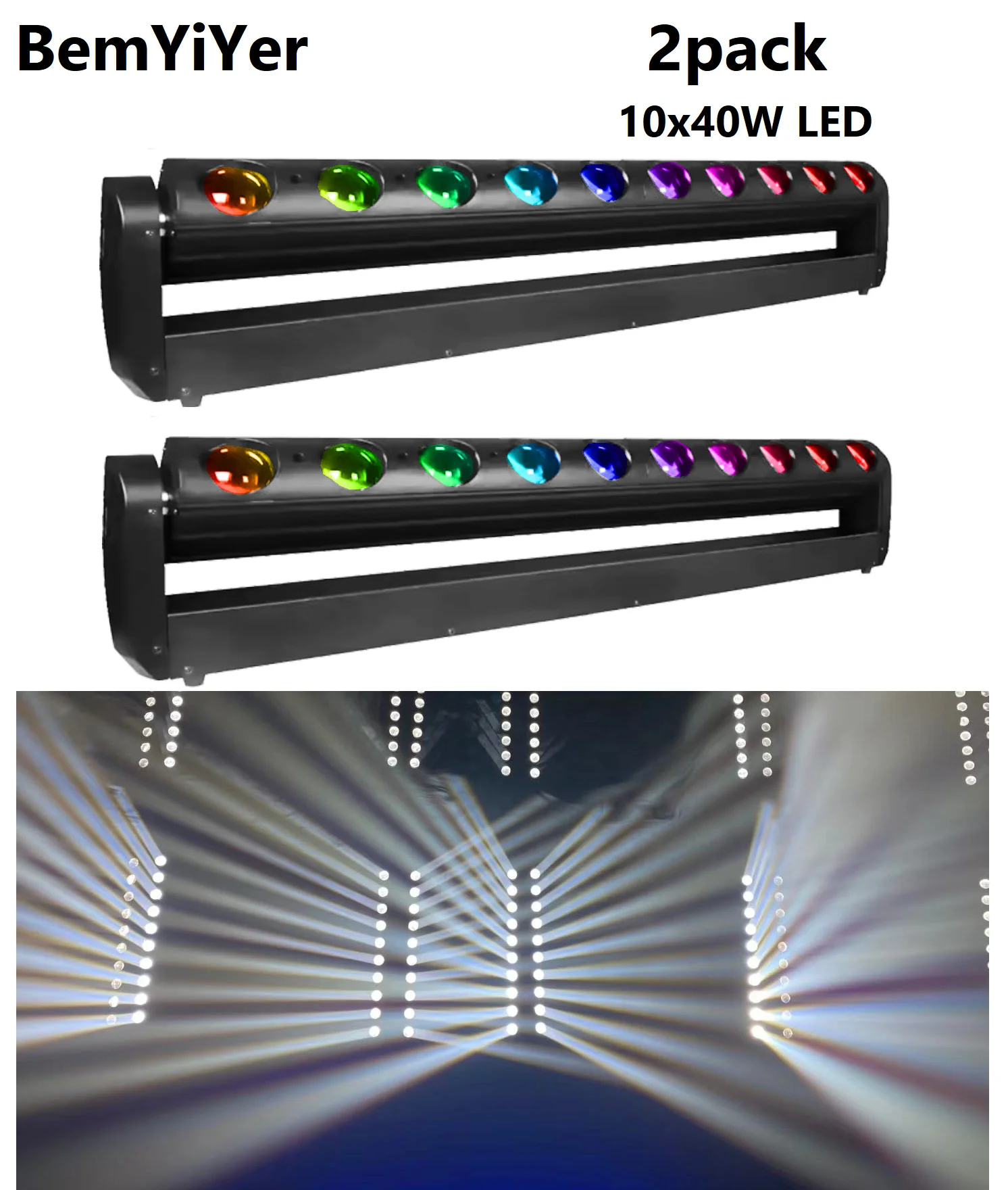 

2 упаковки, 10x40 Вт, светодиодный луч с подвижной головкой, RGBW 4 в 1, для DJ-вечеринки, свадебного освещения сцены