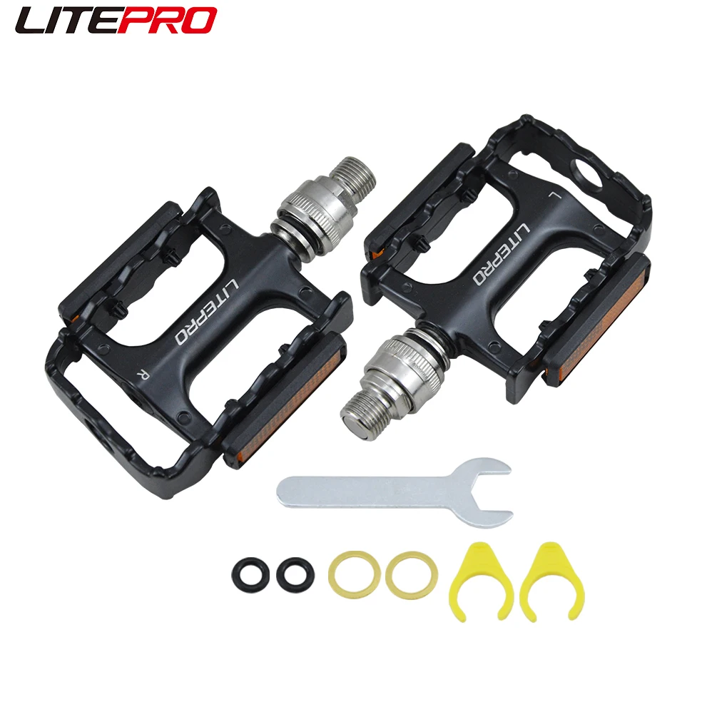 Litepro Bicycle Steel Axle Quick Release Pedal 14mm Thread Sealed Bearing Pedals For Brompton Folding Bike