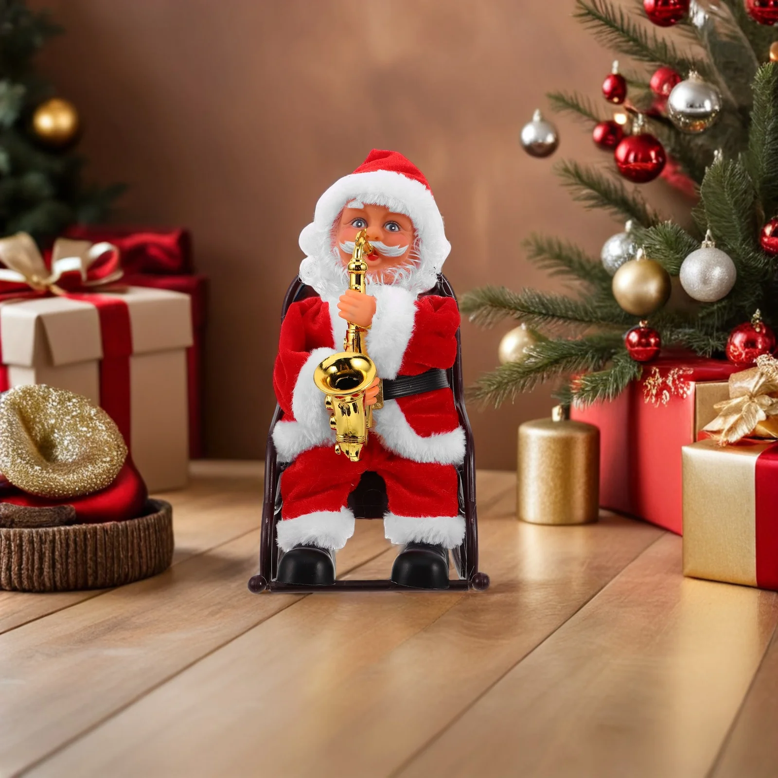 Chaise musicale électrique du père noël, ornement de noël, cadeau de fête de noël, jeu amusant, père noël