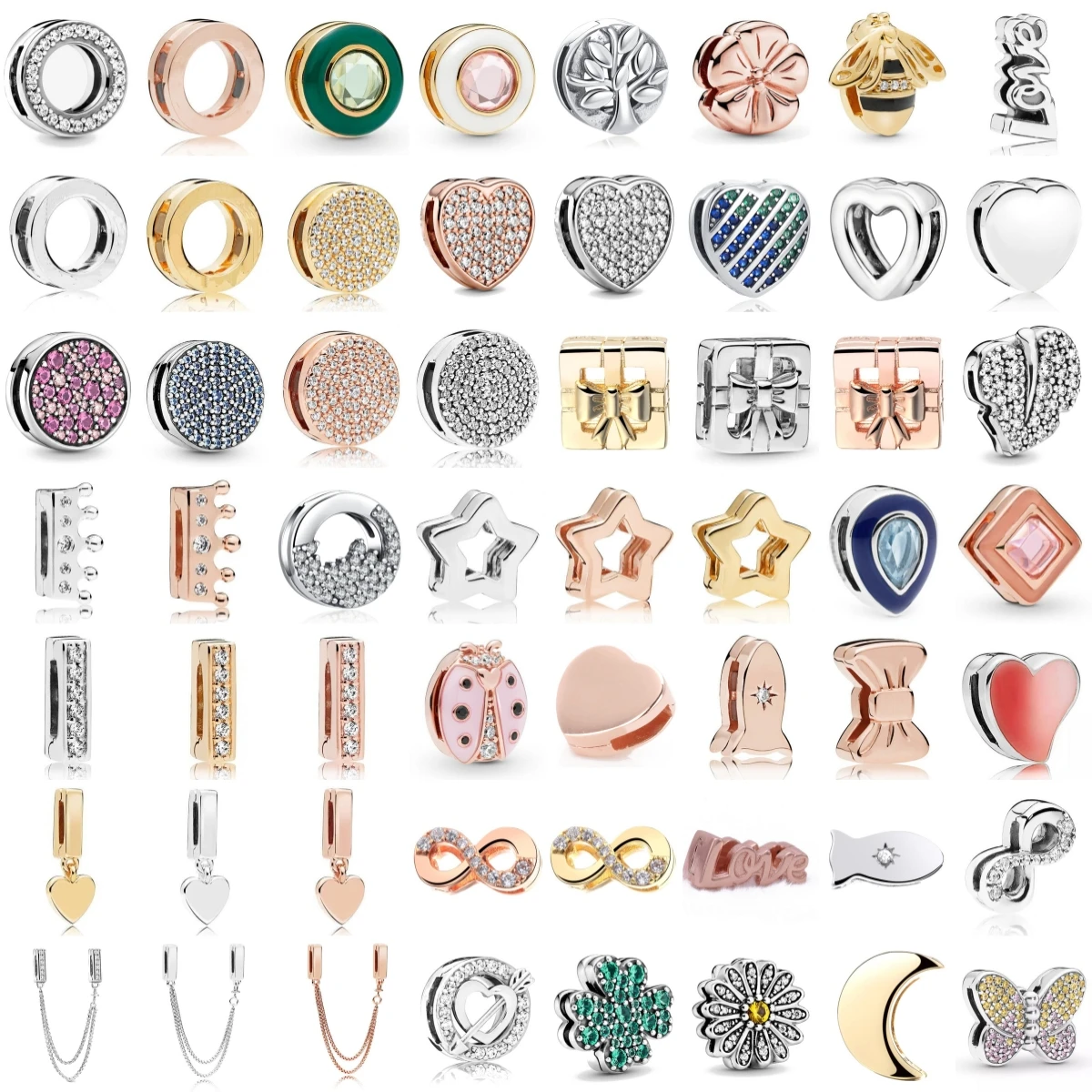 

Hot Selling Four-leaf Clover Butterfly Bee Fixed Clip 925 Silver Trinkets Beads Charms Fit Original Bracelet For Women Jewelry