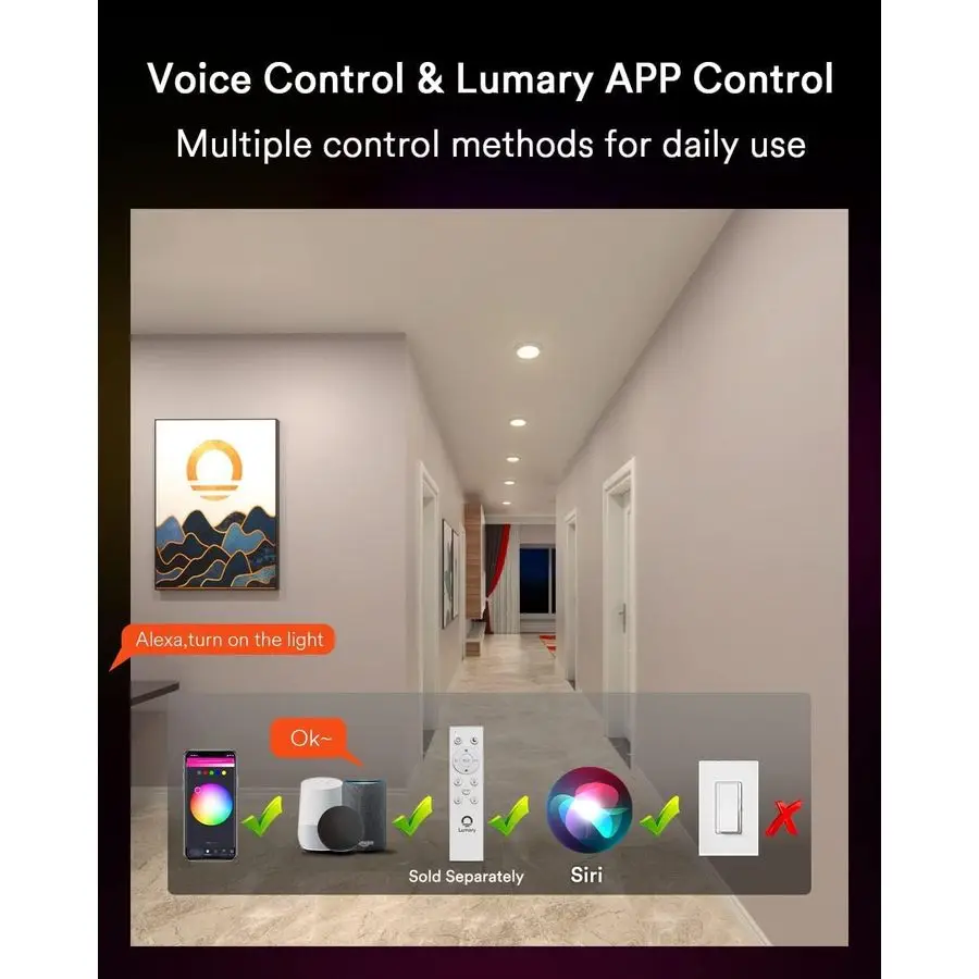 أضواء القرص الذكية LED فلوش جبل 5 6 بوصة، RGBWW WiFi أضواء السقف جبل السطح، تغيير اللون 27006500K Downl