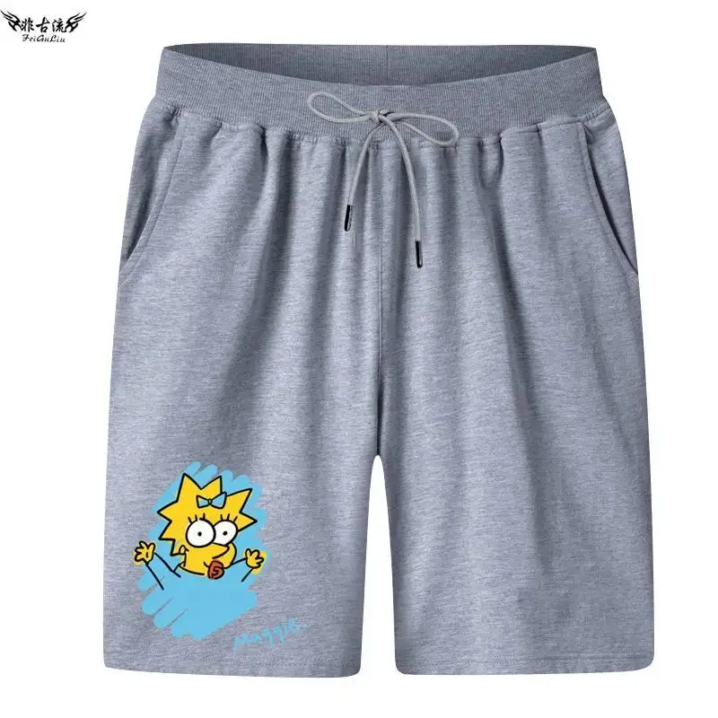 The Simpsons Summer Cartoon Parent-Child Clothing Boys and Girls Casual Shorts Trendy Loose Five-Point Pants Summer Beach Pants