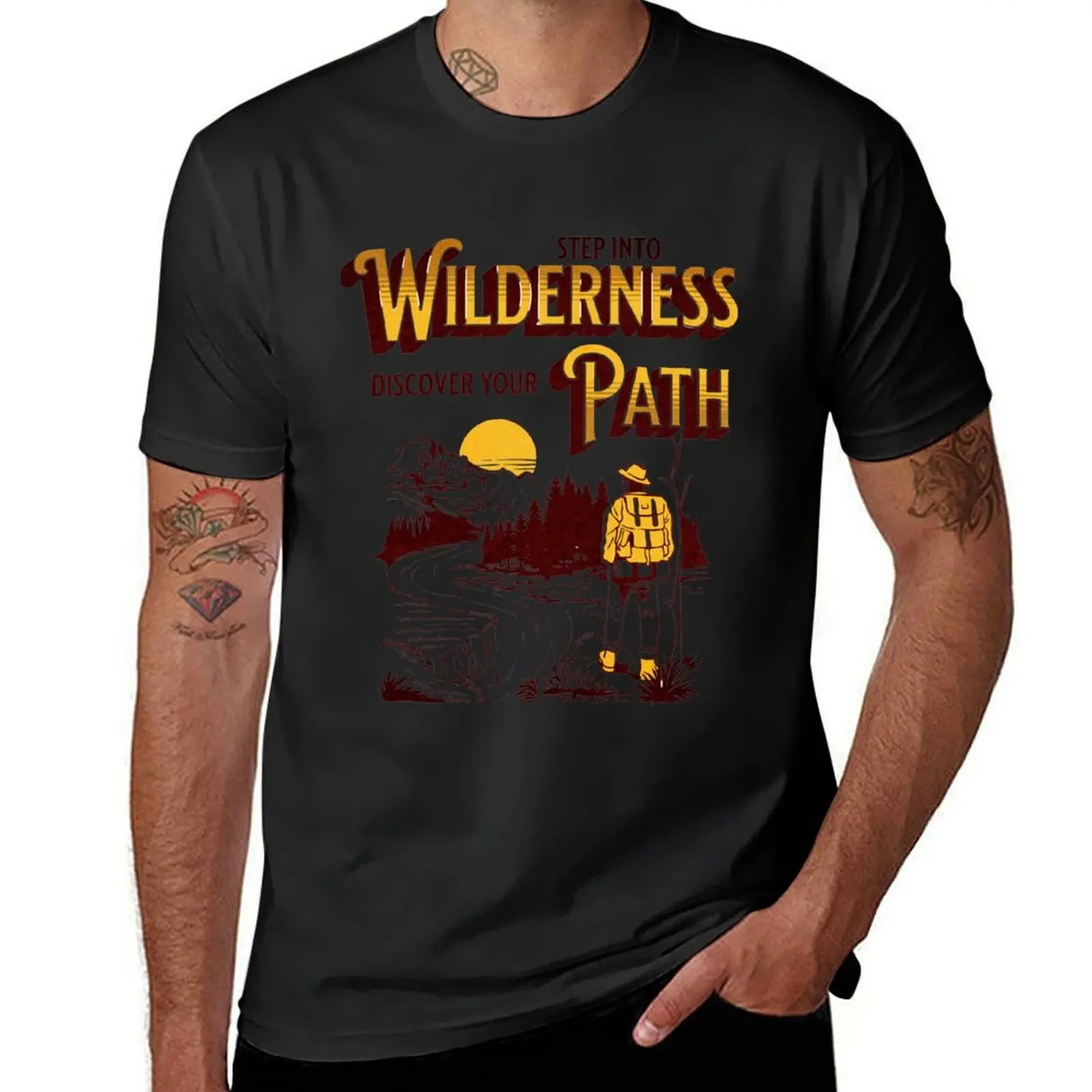 Step Into Wilderness Discover Your Path T-Shirt boys animal print quick-drying tshirts for men