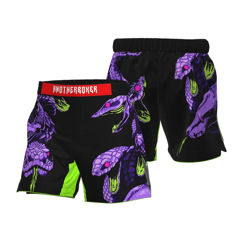 MMA Shorts Men Women Fight Shorts Purple Snake Boxing Grappling Shorts Elastic Waist BJJ Jiu Jitsu Muay Thai Kickboxing Pants