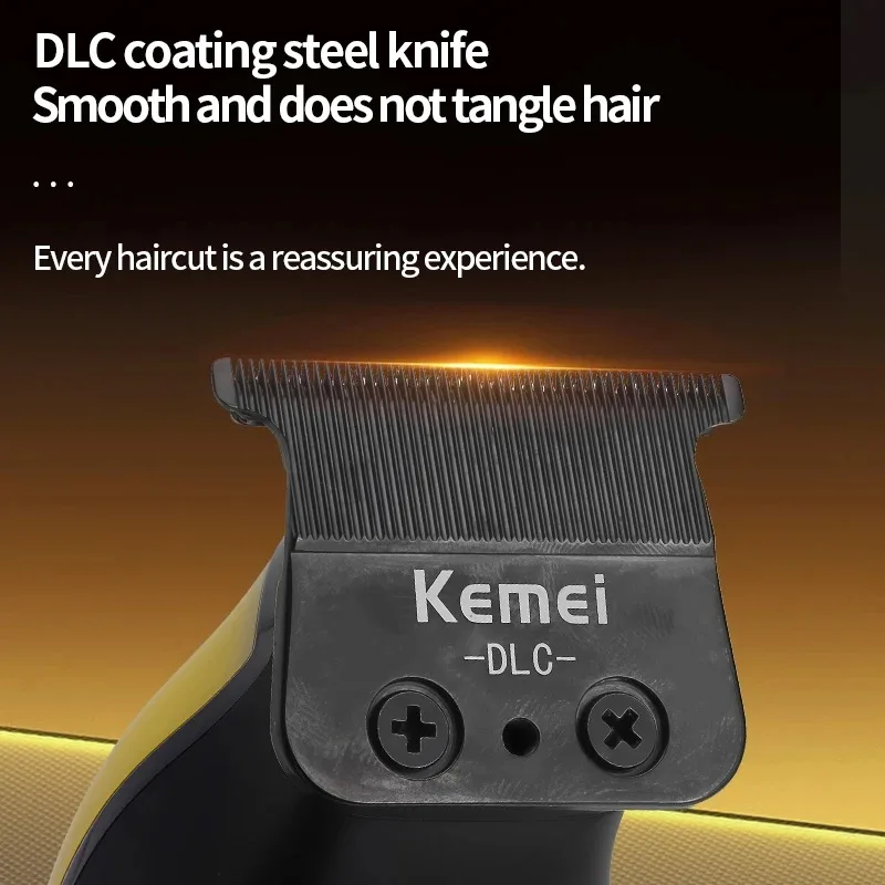 Kemei 1595 Barber Cordless Hair Trimmer Professional Men Hair Clipper External Rotor Brushless Motor Finish Hair Cutting Machine
