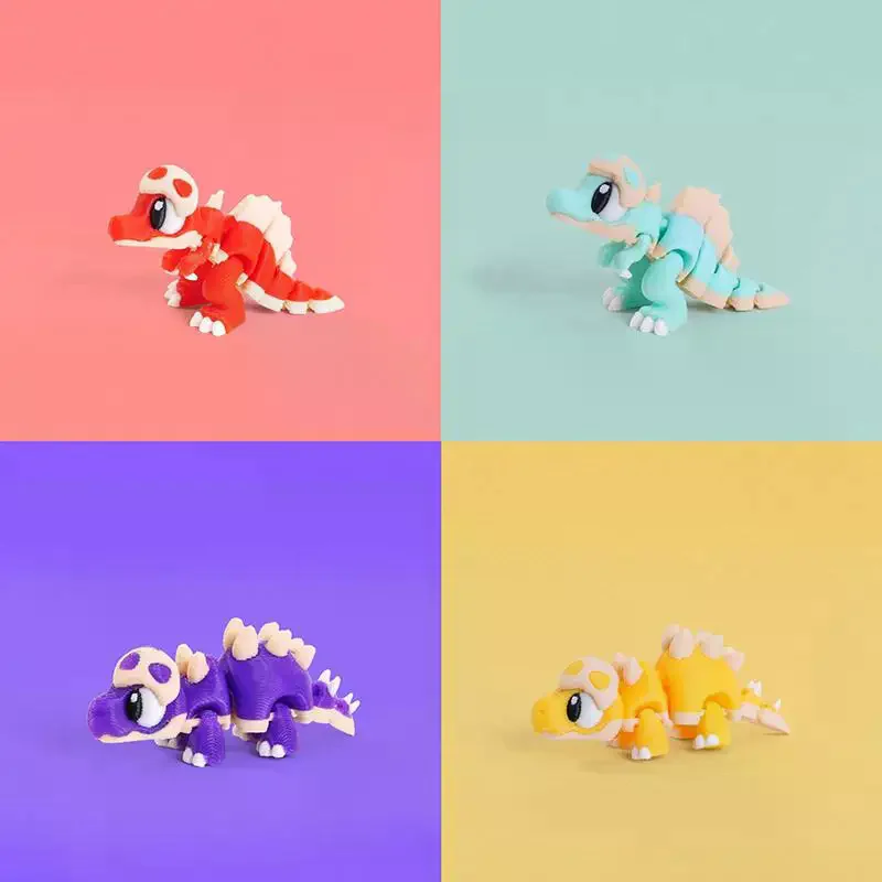 Mini 3D Printed Dinosaur Toys - Movable Joints Egg Shell T-Rex Spinosaurus Triceratops Brachiosaurus For Desktop Creative Decor