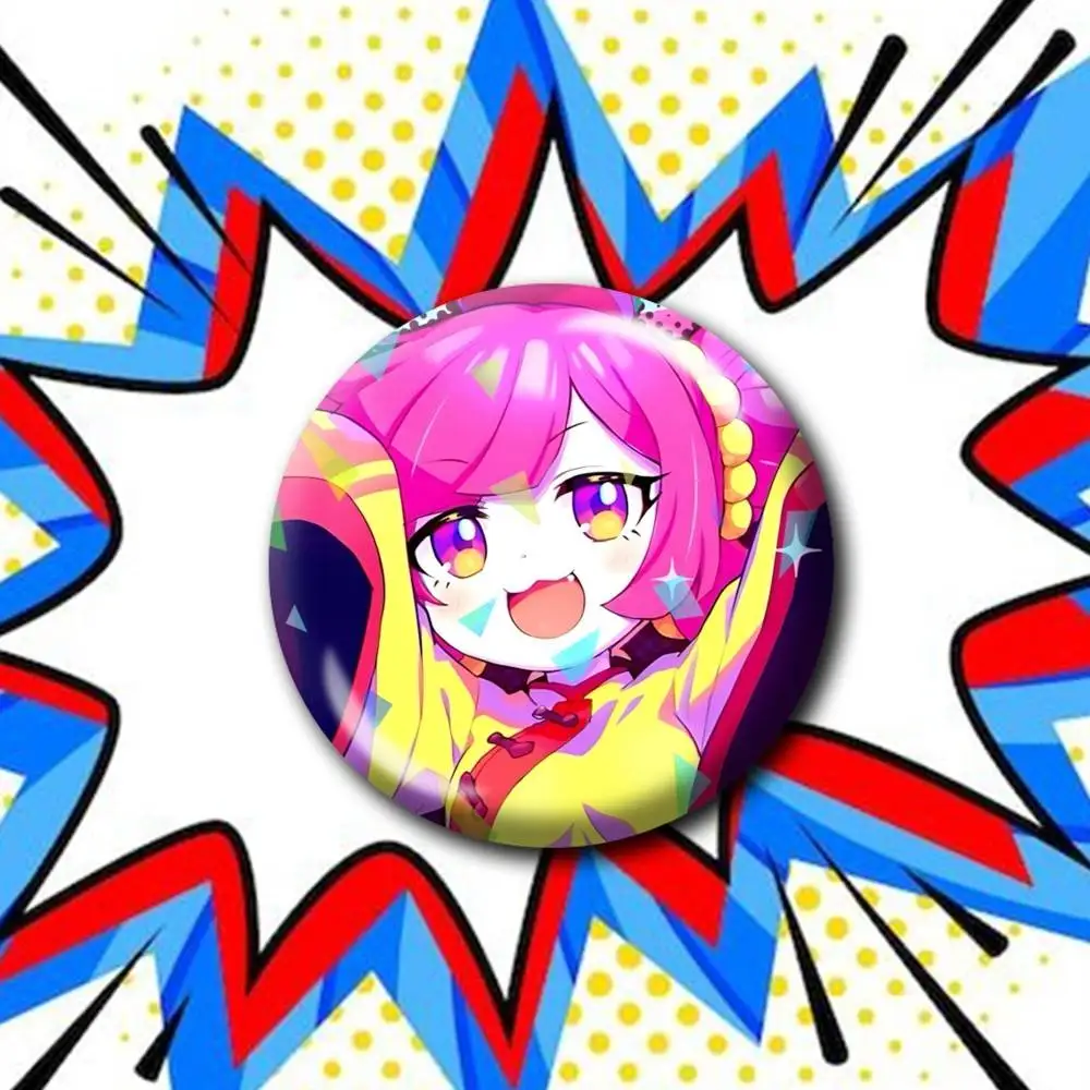 Music Game M-Muse Dash B-Buro  Customizable Round Brooch Pins, Personalized Badges With Broken Glass Design Fashion Accessory