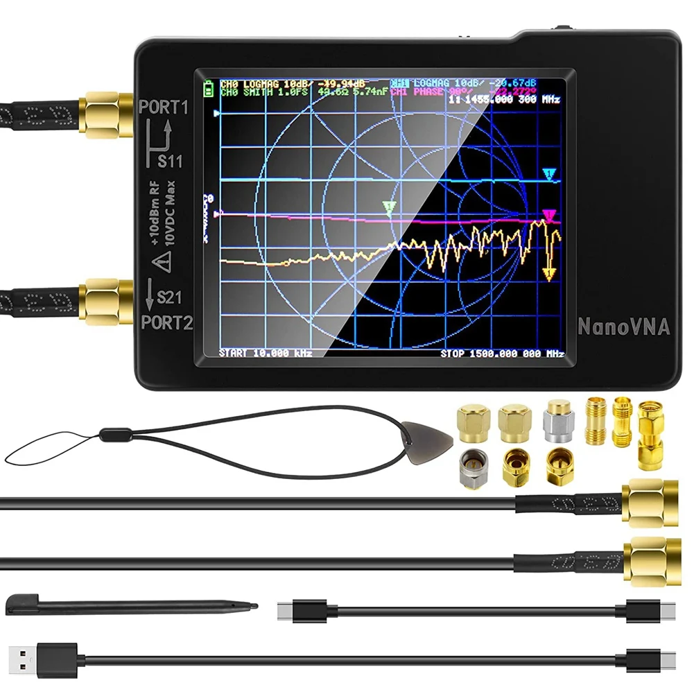 NanoVNA-H Vector Network Analyzer 10KHz-1.5GHz Latest Version 3.6 HF VHF UHF Antenna Analyzer with SMA Calibration