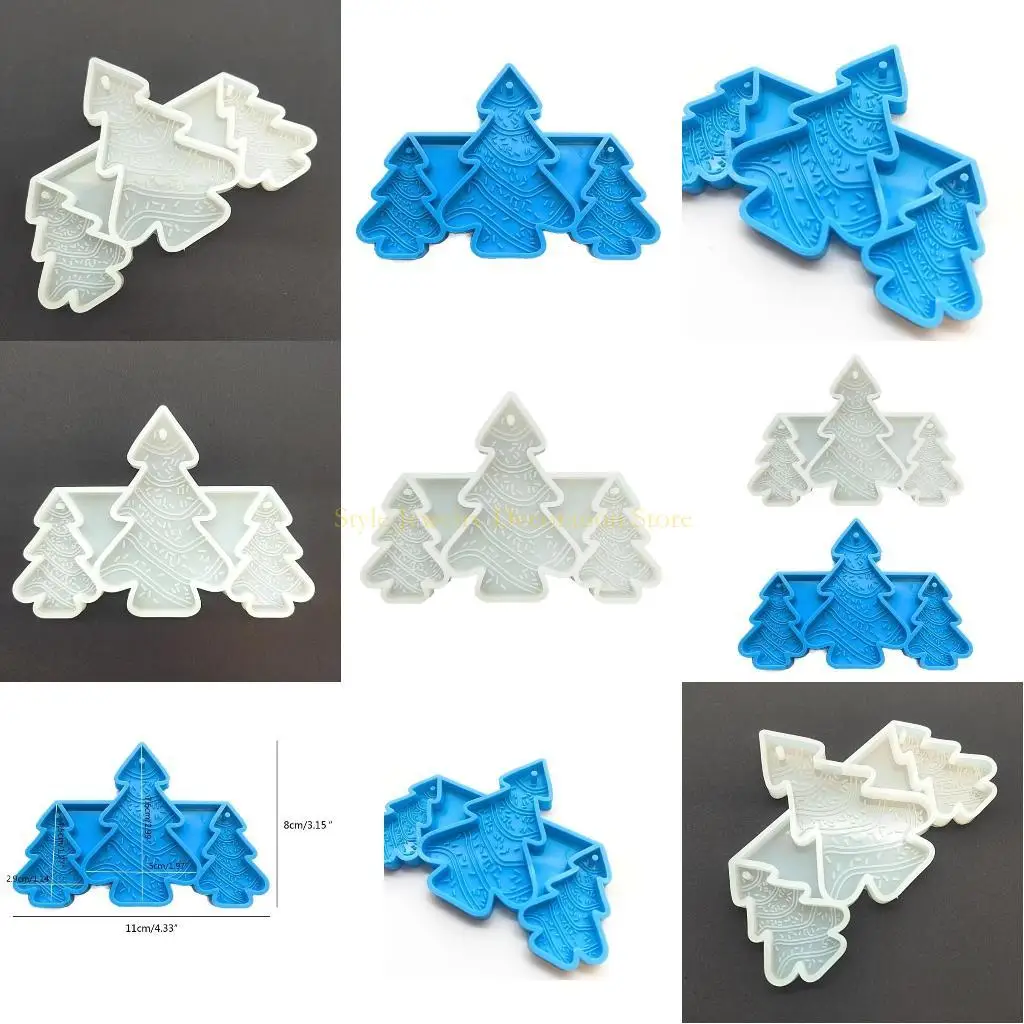 

D46E блестящие силиконовые подвески Blue Белая рождественская елка эпоксидная смола плесень DIY Клавиатуры для рождественских