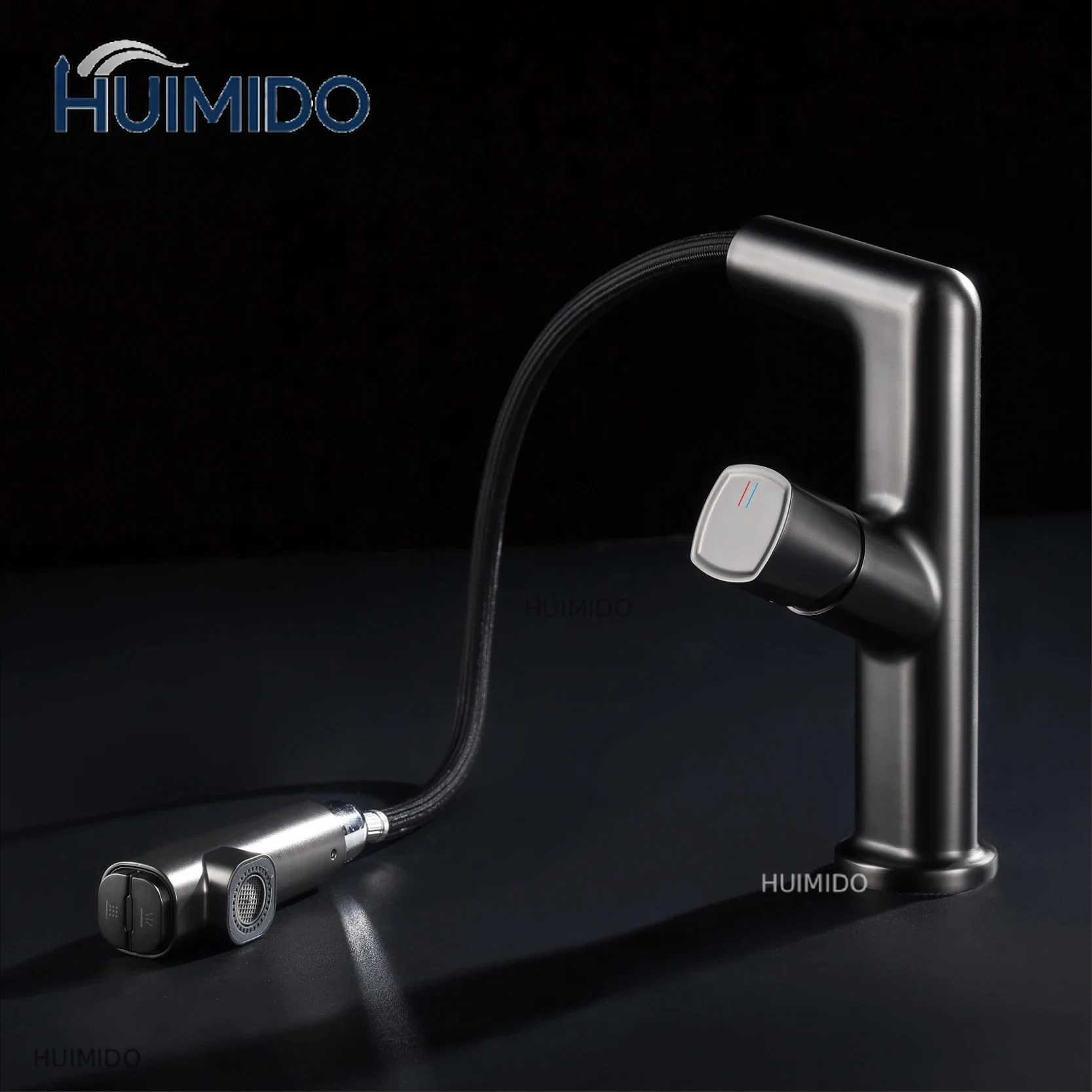 Bathroom Faucet LED Digital Display Design Simple Single Handle Hot and Cold Water Pullout Basin Mixer