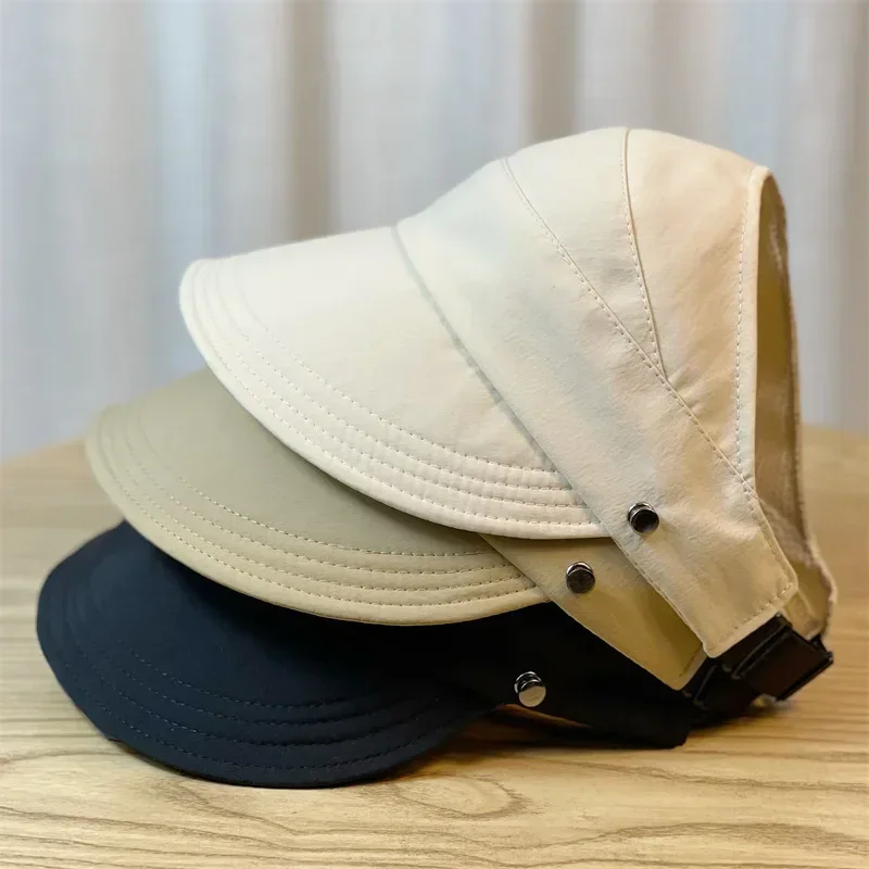

Foldable Women's Sun Hat with Wide Brim Outdoor Beach Bucket Hat UV Protection Visors Fisherman Ponytail Caps