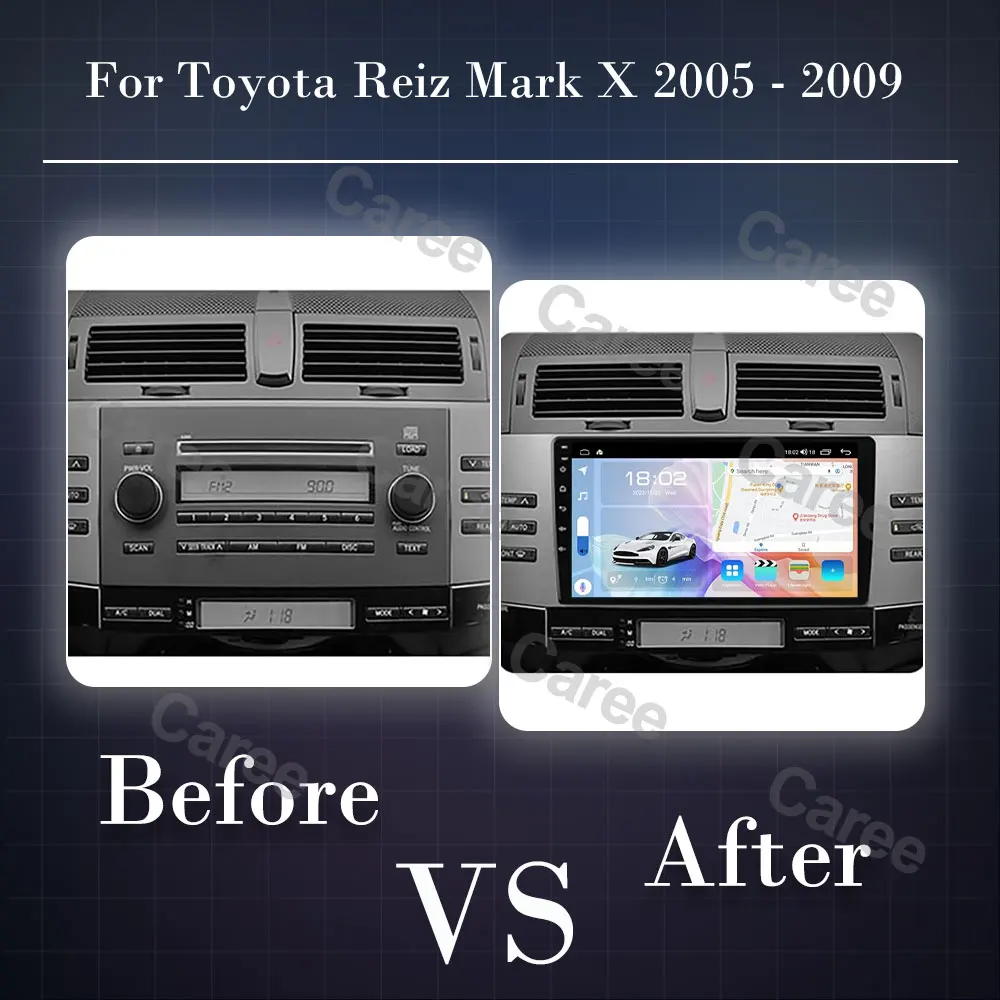 Android 15 For Toyota Reiz Mark X 2005 - 2009 Car Radio Video Player Multimedia Navigation Auto 5G Carplayer GPS 4G No 2din DVD view 2