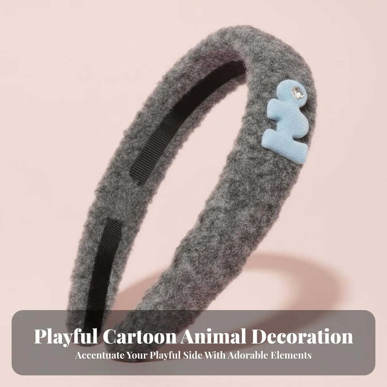 Soft Headband Retro Feel Wide Padded Headband Fuzzy Hair Hoop Cute Design Soft Hairband Vintage Aesthetic for Women, School