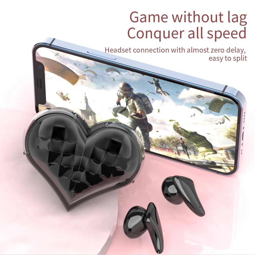 سماعة رأس بلوتوث TWS جديدة قابلة للتدوير على شكل قلب مع سماعة أذن داخل الأذن لإلغاء الضوضاء للمكالمات الصوتية ENC لهواتف iPhone/Samsung/Xiaomi #3