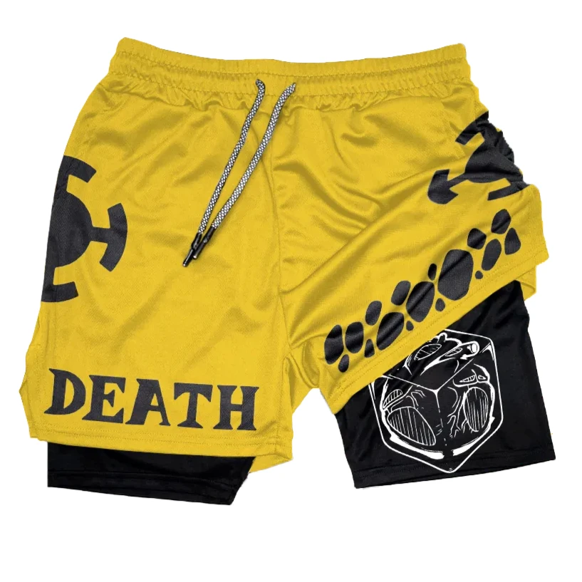 بانداي أنيمي قطعة واحدة ترافالغار القانون طبقة مزدوجة وهمية قطعتين الصالة الرياضية تجريب السراويل الصيف سريعة الجافة مريح عادية خفيفة الوزن #1