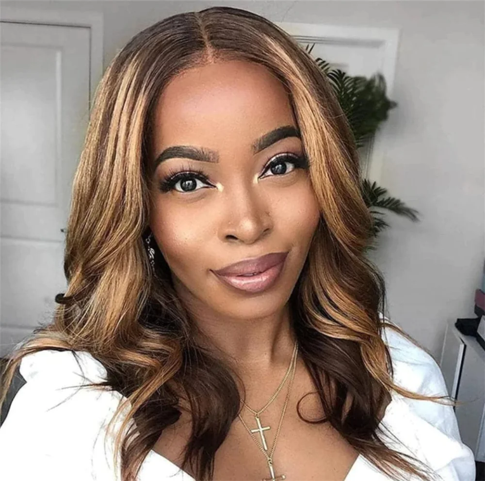 Soft Preplucked Glueless 18inch Highlight Brown 5x5 Silk Base Body Wave Jewish Human Hair Wig Baby Hair HD Lace European Hair