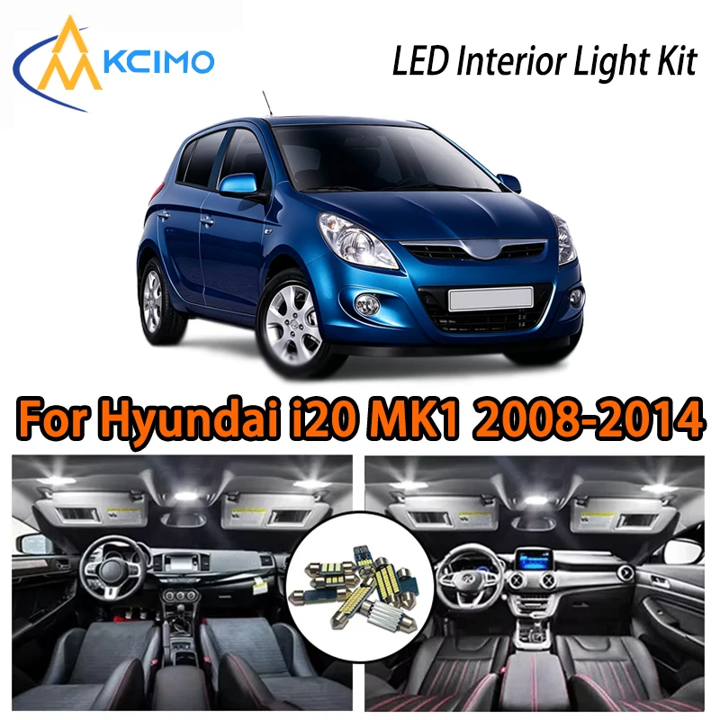 

For Hyundai i20 MK1 2008-2014, White Ice Blue Lights Kit Easy Install Car Atmosphere LED Interior