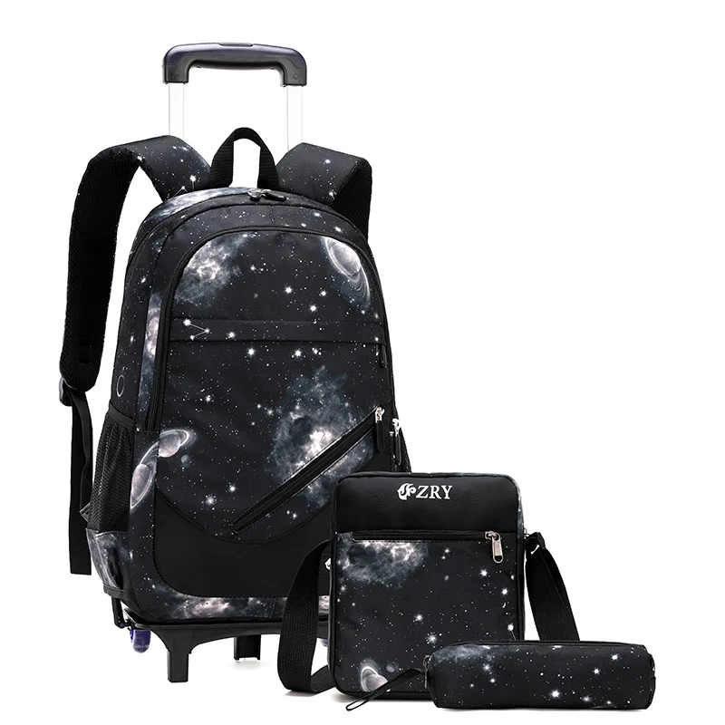 

Galaxy Printed Rolling Backpack Boys Bookbag on Wheels Mochilas Escolares Galaxy Wheel Backpack Trolley Bag for School Backbag