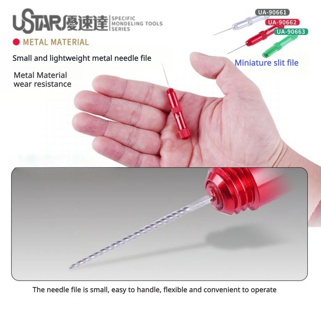 Ustar UA90661~90663 Professional Miniature Rotary Files for Gundam Plastic Model Building Tool DIY Hobby Tools 0.45/0.55/0.7mm