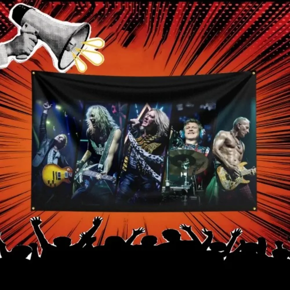 Von Def Leppard inspirierte Rockmusik-Flagge, Polyester-Banner für Schlafzimmer, Wanddekoration, Geschenk für Musikfans