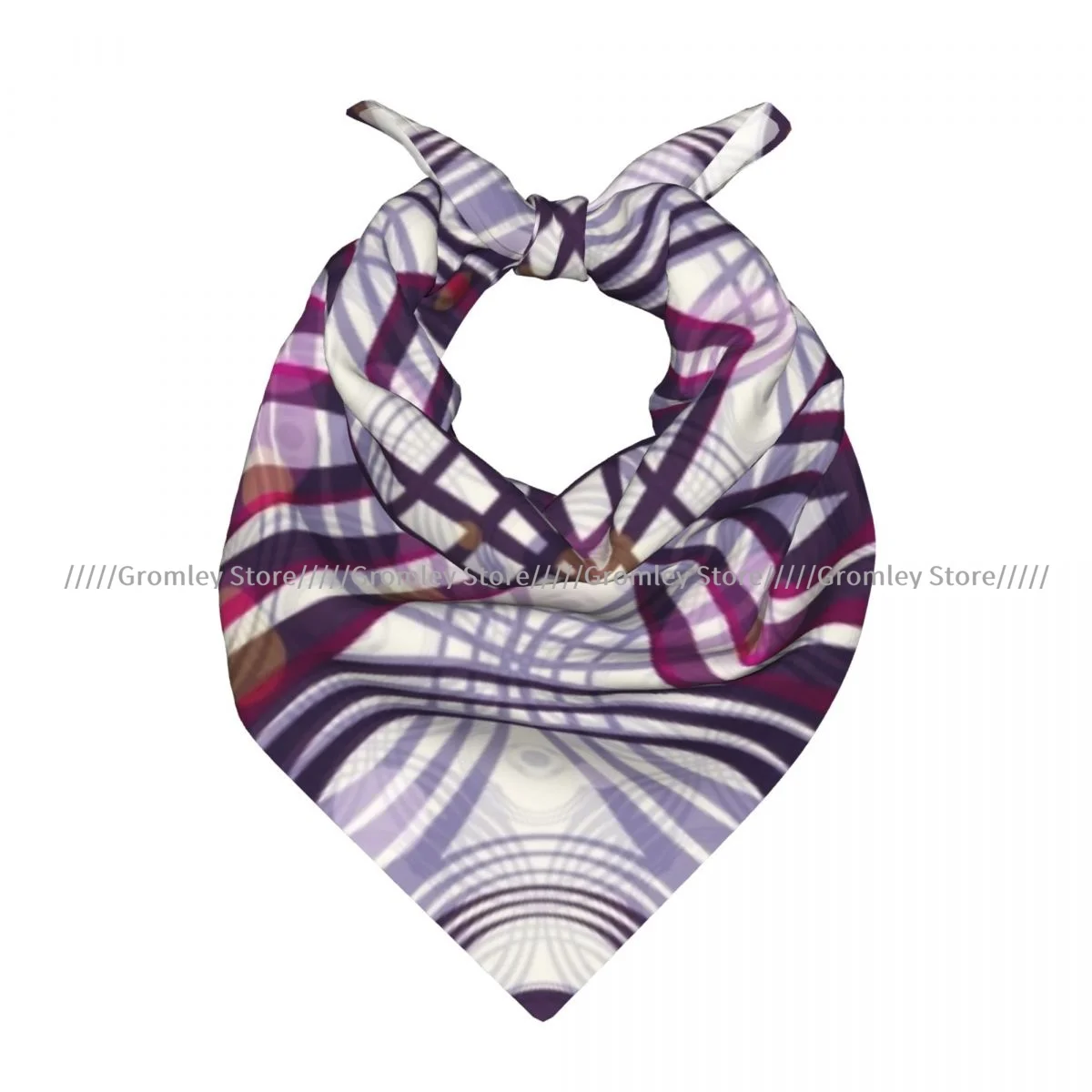 

Square Scarf Women Art Nouveau Geometric Groovy Curved Trippy Pattern Bandana Headscarf