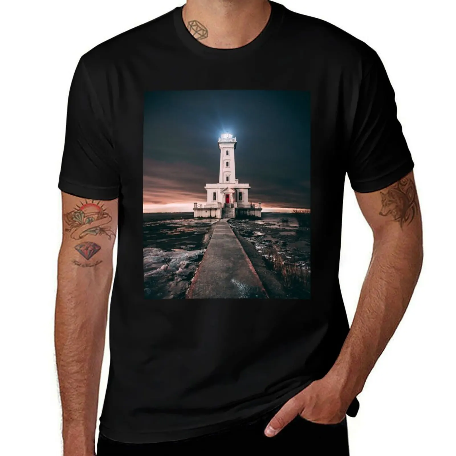 Coastal Lighthouse T-Shirt Retro Graphic Print T-Shirt