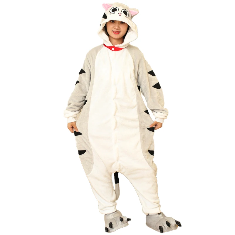 Cheese Cat Anime Cosplay Costumes Women Men Unisex Cartoon Onesie Adults Animal Jumpsuit Pajamas Sleepwear Onepiece Suits