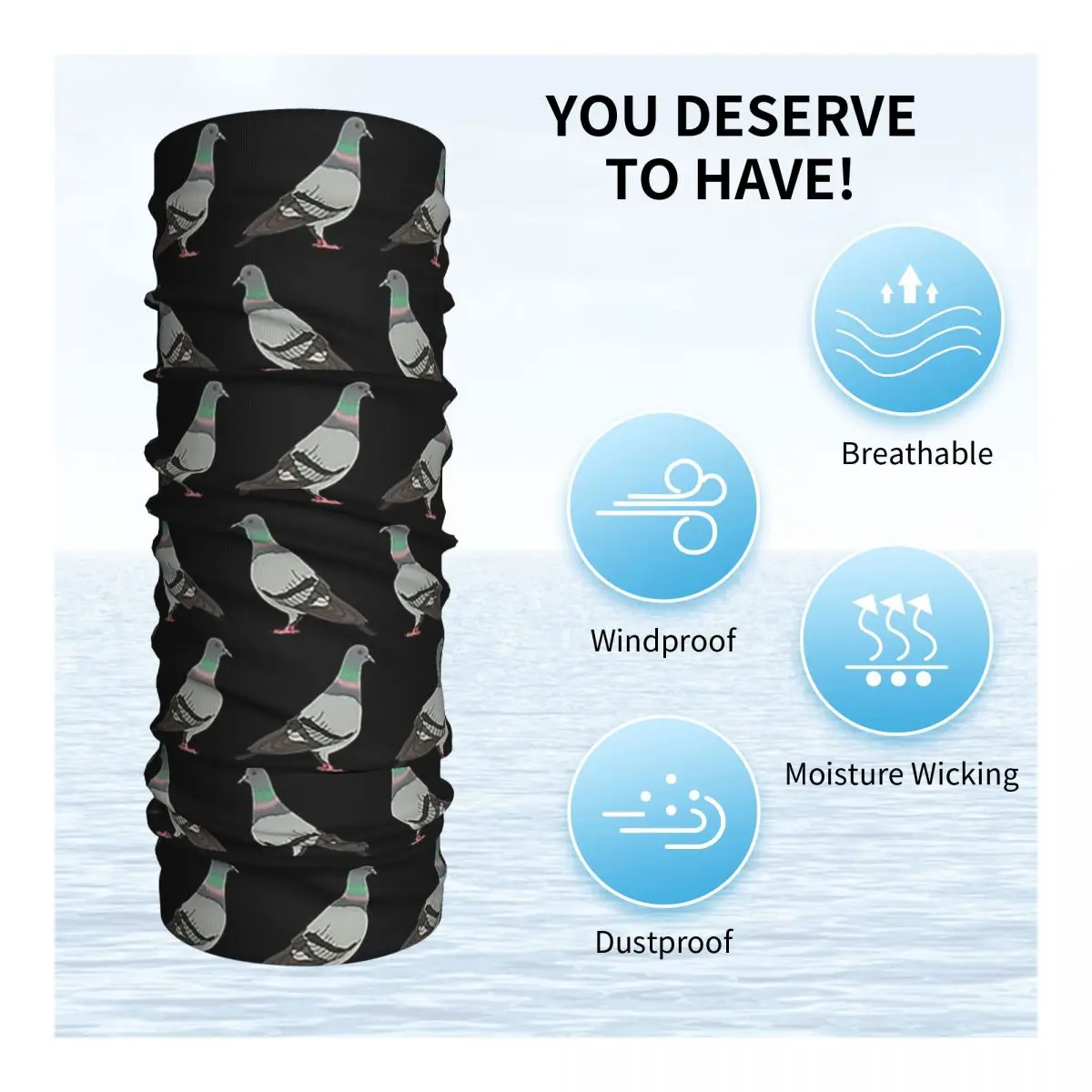 Pigeon Walk , Black Background Bandana Neck Cover Printed Magic Scarf Multifunction Cycling Scarf Running Unisex Adult Windproof image 4