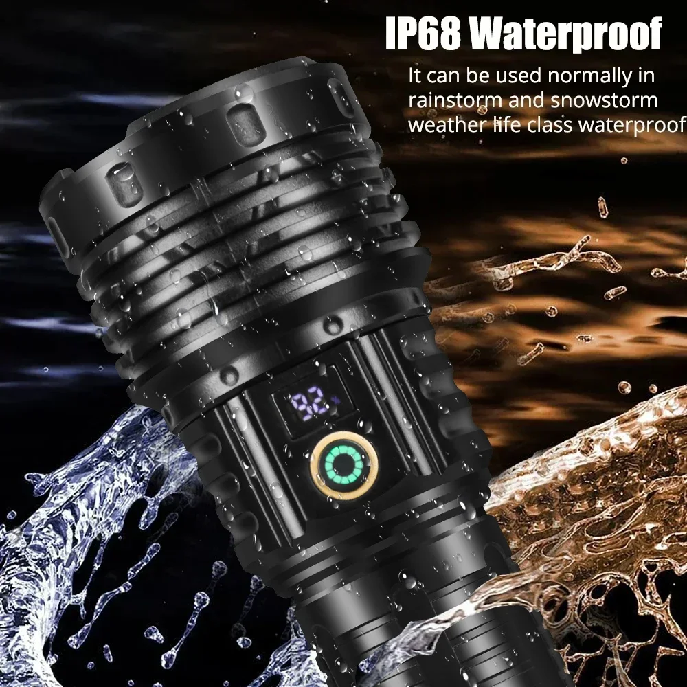 High Power LED COB Flashlights USB Rechargeable Tactical Zoom Torch Ultra Powerful Outdoor Long Range Camping Fishing Lantern