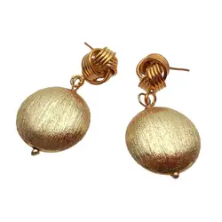 Y·YING Coin Dangle Earrings Gold Color Plated Brushed Drop Earring Lady Elegant Jewelry