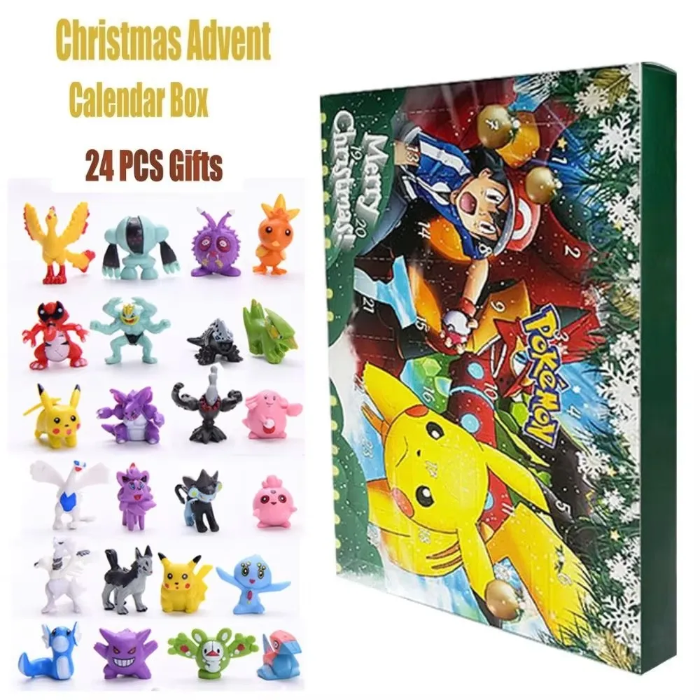 Heißer Verkauf 24 stücke Set Pokemon Figur Halloween Weihnachten Advent Kalender Geschenk Kawaii Pikachu Anime Figural Action PVC Modell Kind spielzeug