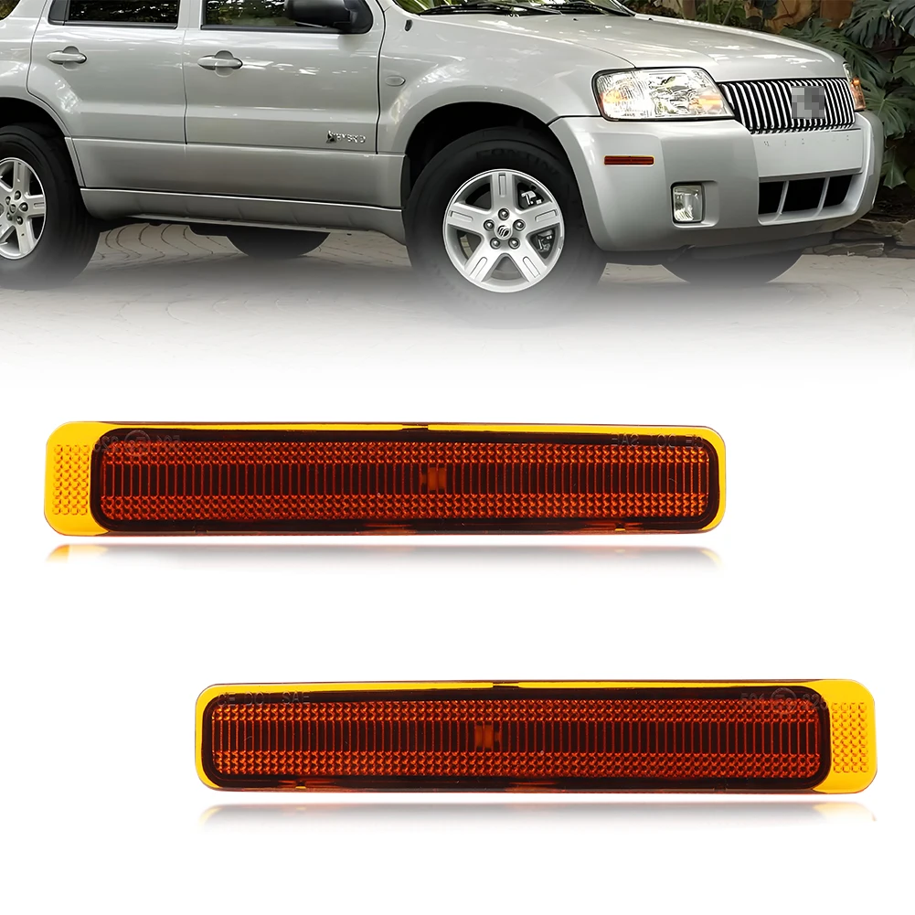 

2Pcs Front Bumper Side Marker light Fender Light Reflector Turn Signal Light Cover For 2005 2006 2007 Mercury Mariner No bulb