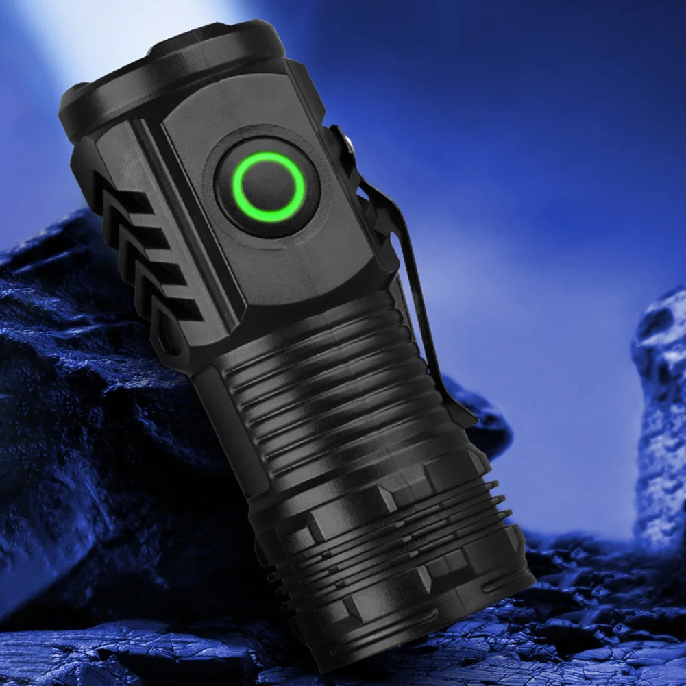 Mini LED Flashlight USB C Rechargeable IPX4 Waterproof Small Flashlights 3 Light Modes Powerful Flashlight for Camping Emergency