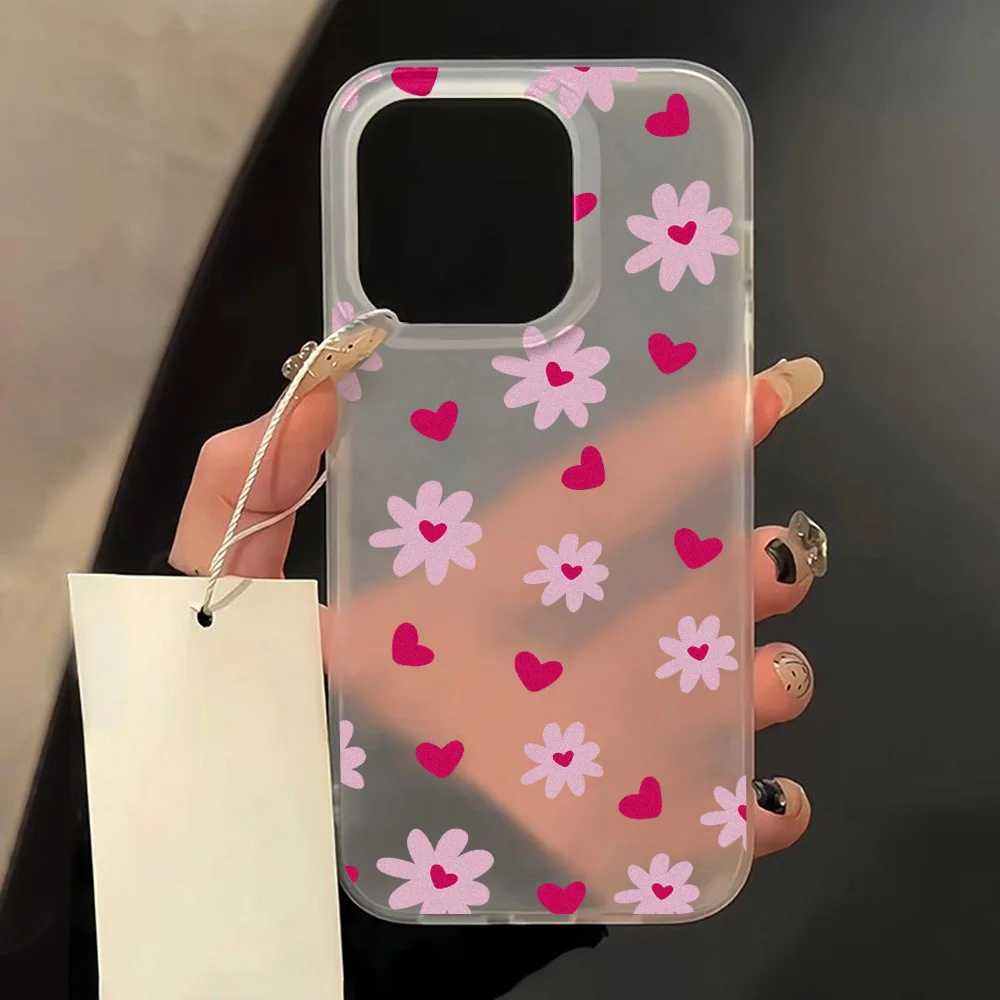 Shockproof Case Cover For iPhone 16 Pro Max Fundas iPhone 11 12 Mini 16 13 14 15 Plus Case Soft Pumper Small Florals Matte Shell