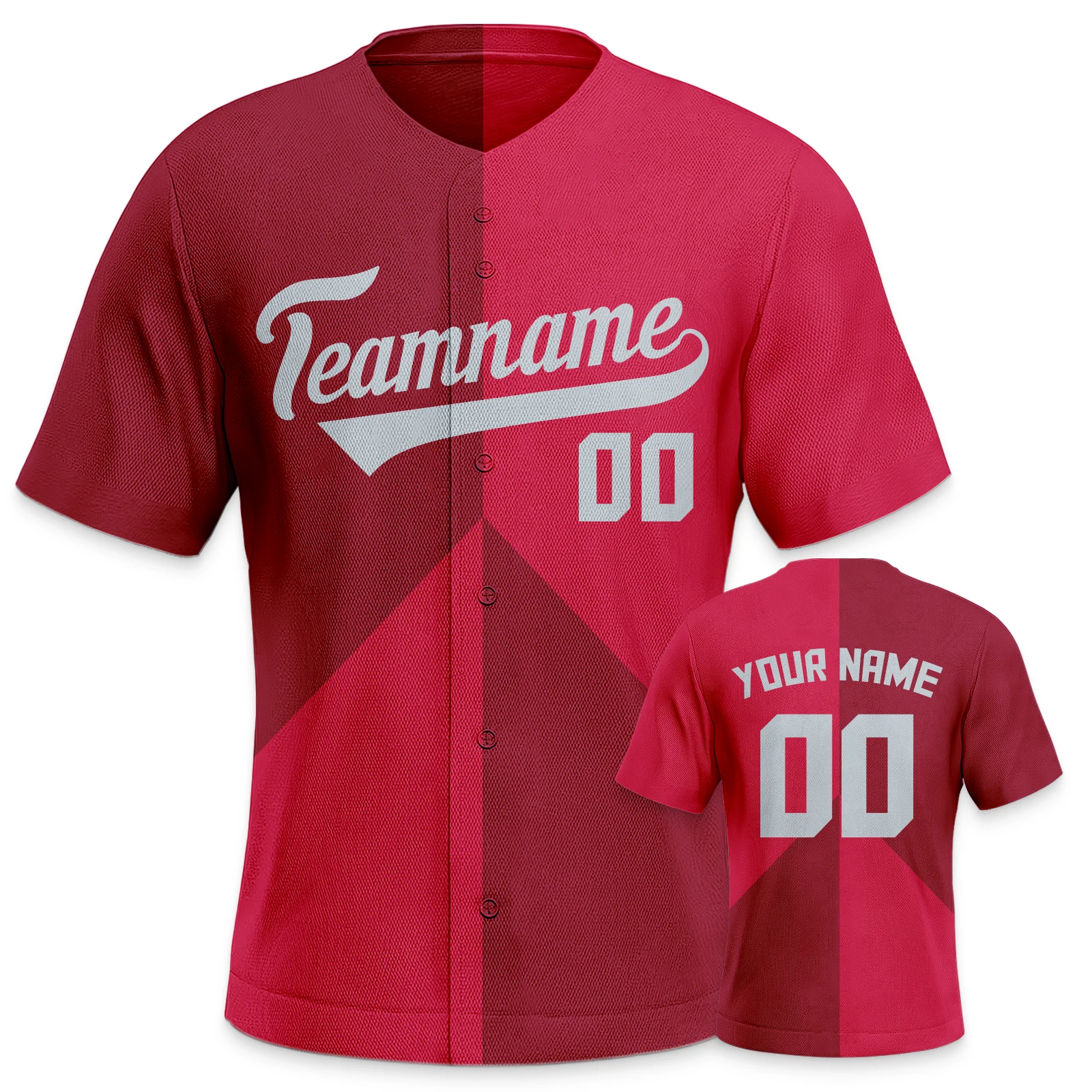 Custom Baseball Jersey White Red Gradient Baseball Shirts Printed Team Name Number Button Down Uniform for Men Women Youth Kids